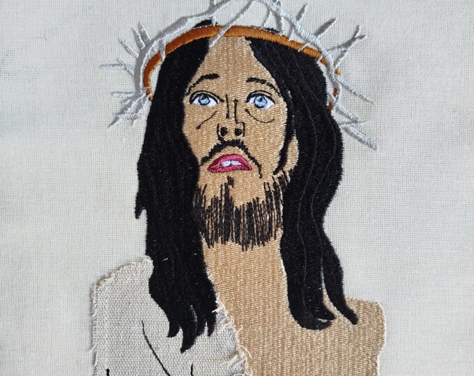 Handdrawn Jesus Machine embroidery design - Instant download file