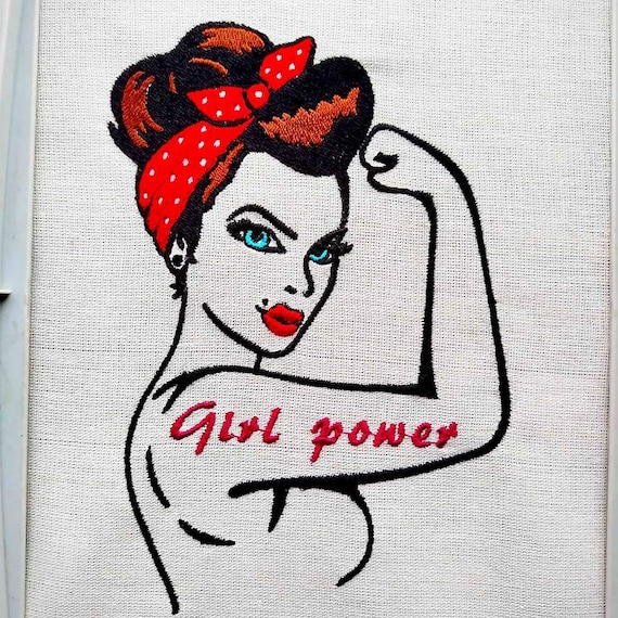 Girl power Machine embroidery design - Instant download file
