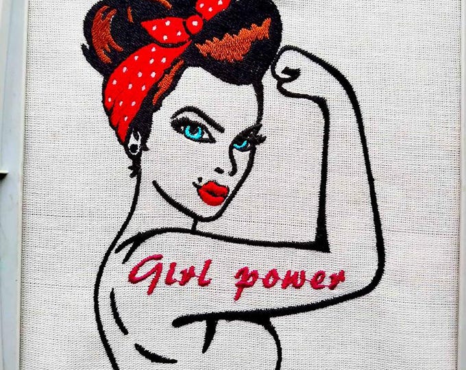 Girl power Machine embroidery design - Instant download file