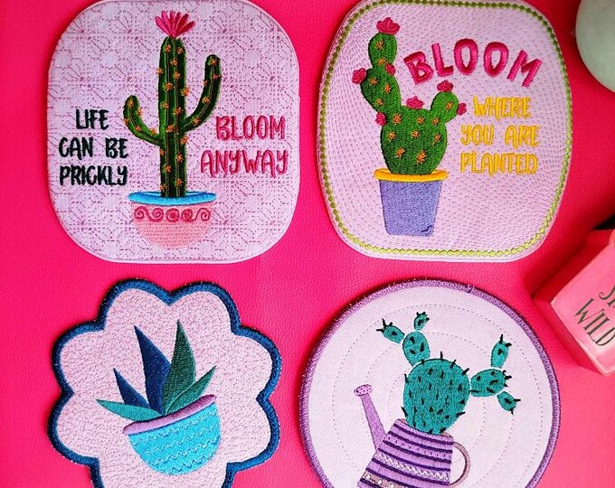 ITH I am green coasters Machine embroidery designs - Instant download files