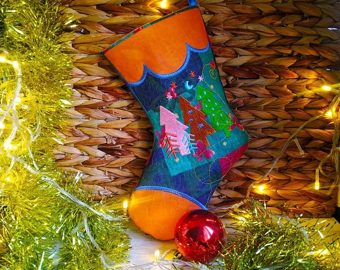 ITH Christmas stocking - fully lined - Machine embroidery design - Instant download file
