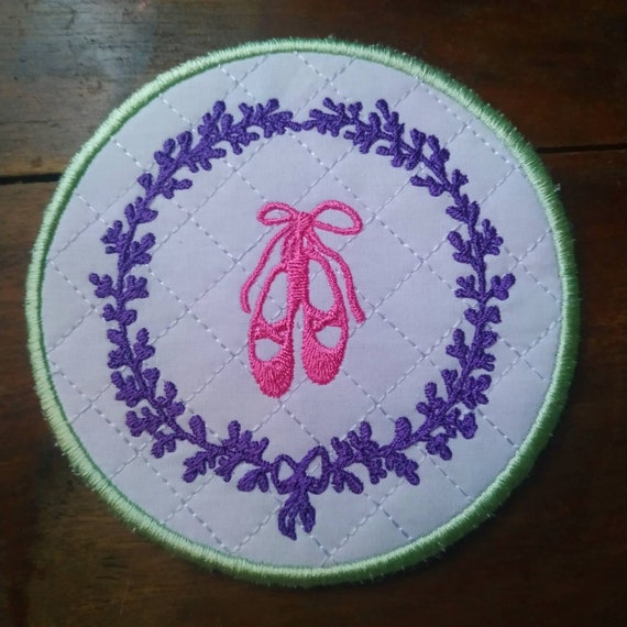 Ballet shoes Machine embroidery ITH coaster - Instant download (in many formats)