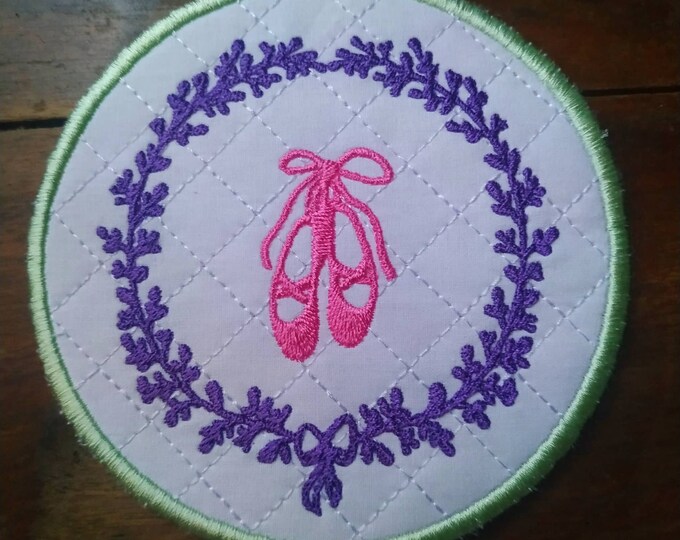 Ballet shoes Machine embroidery ITH coaster - Instant download (in many formats)