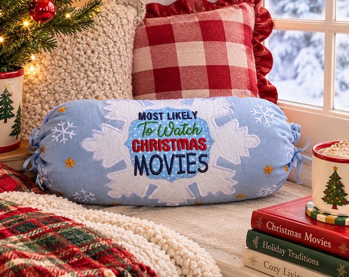 ITH Christmas movies drawstring pillow Machine embroidery design - Instant download file