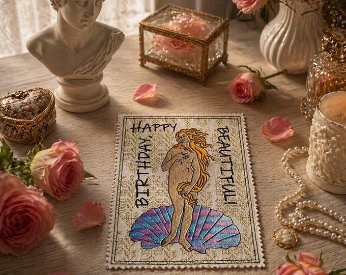 ITH Happy birthday beautiful card Machine embroidery design - Instant download file