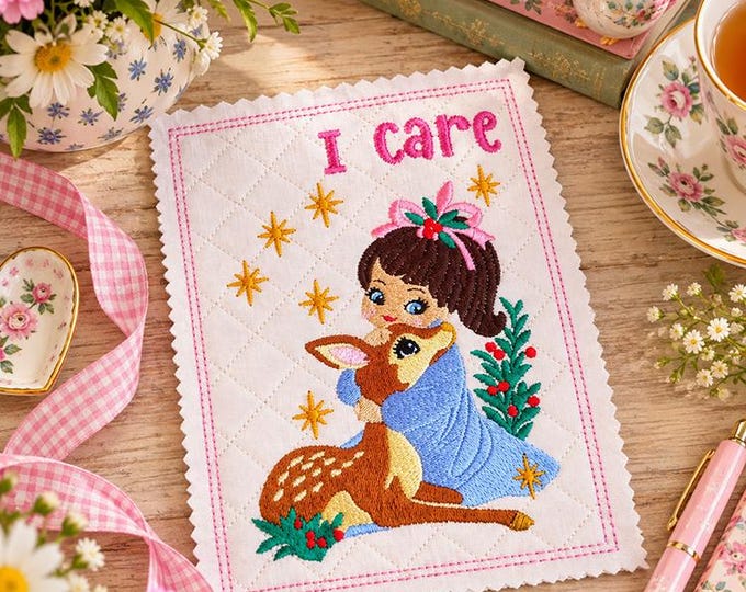 ITH I Care card Machine embroidery design - Instant download file