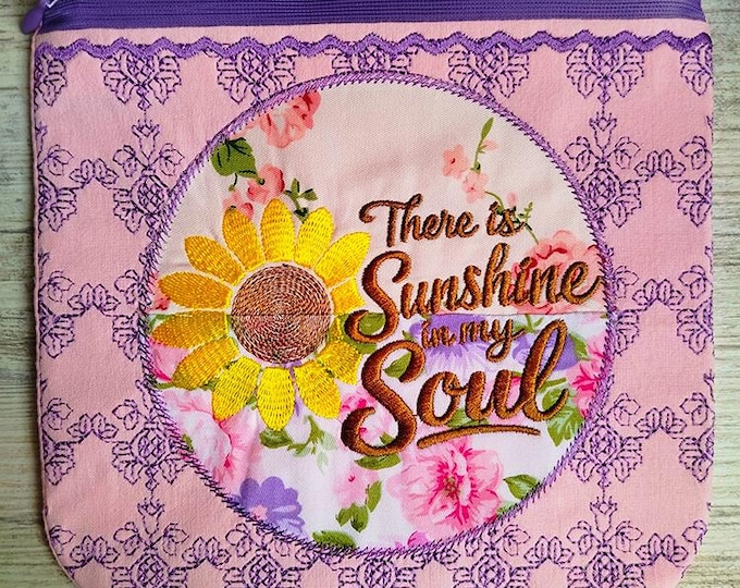 ITH Sunshine in my soul purse Machine embroidery design - Instant download file