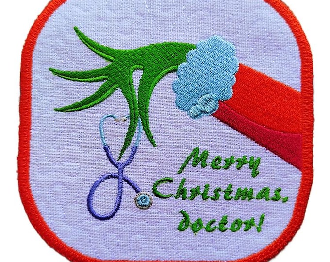 ITH Merry Christmas doctor coaster Machine embroidery design - Instant download file