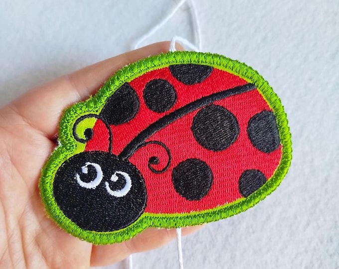 ITH Ladybug tag Machine embroidery design - Instant download file