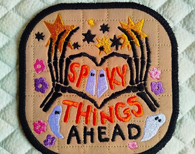 ITH Spooky things ahead coaster Machine embroidery design - Instant download file