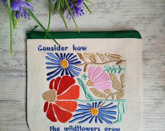 ITH Wildflowers grow fully lined purse - Machine embroidery design - Instant download file
