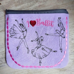 Diseño de bordado a máquina ITH I love ballet - Archivo de descarga instantánea