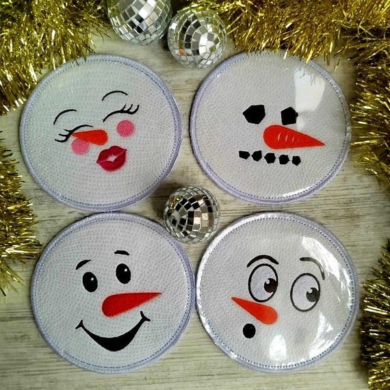 ITH Snowmen coasters Machine embroidery designs - Instant download file
