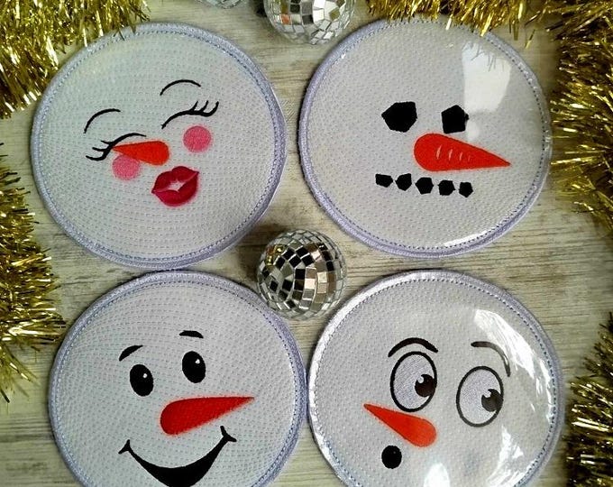 ITH Snowmen coasters Machine embroidery designs - Instant download file