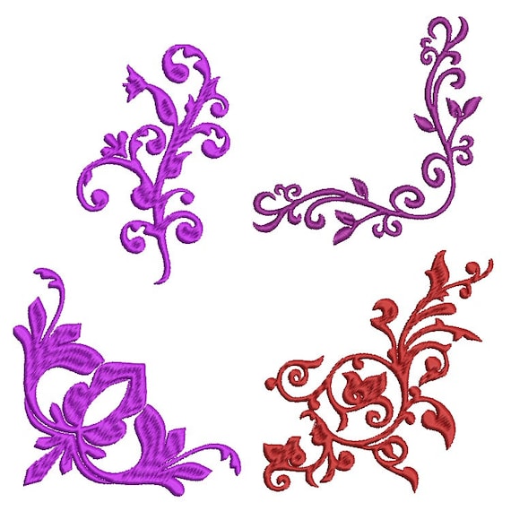 Corners machine embroidery set - Instant download file