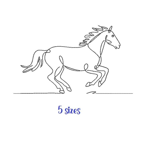 Horse line art Machine embroidery design - 5 sizes - Instant download file