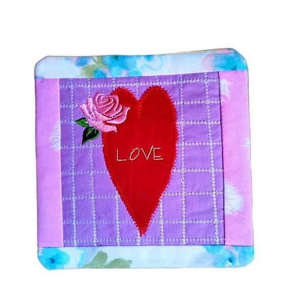 ITH Beautiful Love coaster Machine embroidery design - Instant download file