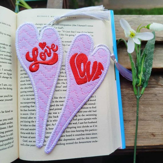 ITH Heart bookmarks Machine embroidery designs set - Instant download files