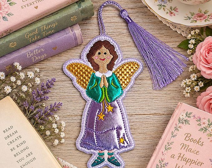 ITH Christmas angel bookmark Machine embroidery design - Instant download file