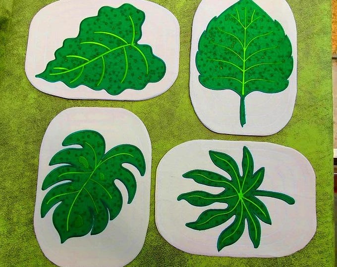 ITH Boho leaves placemats Machine embroidery designs - Instant download files