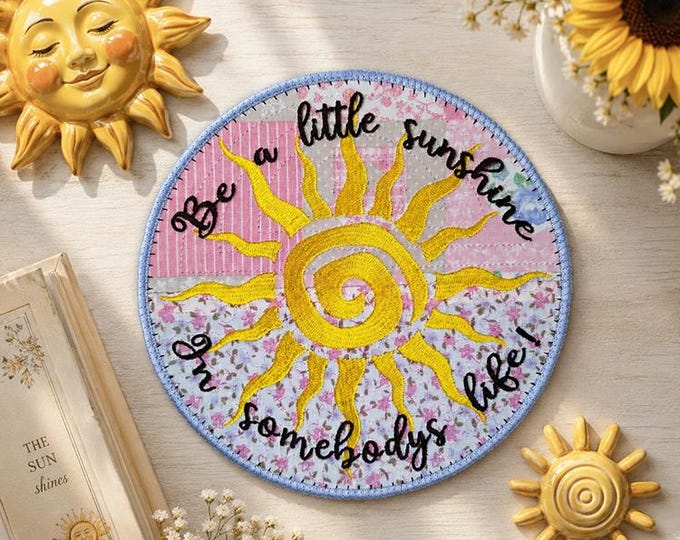 ITH sunshine inspirational coaster machine embroidery design - Instant download file