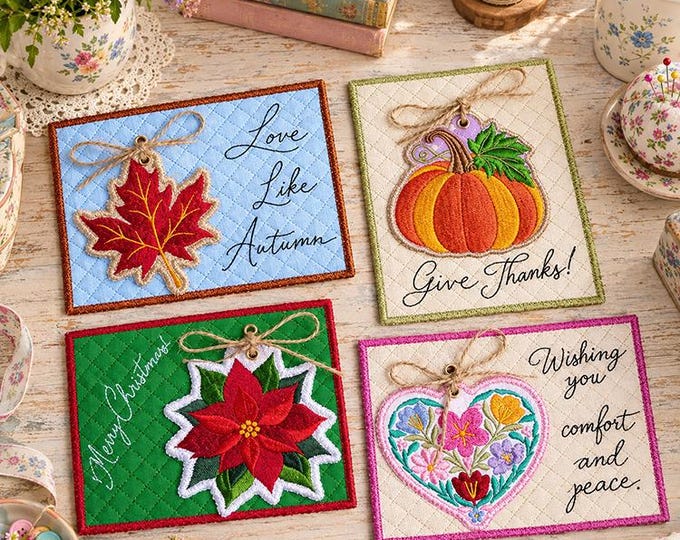 ITH Beautiful wishes cards Machine embroidery designs - Instant download file