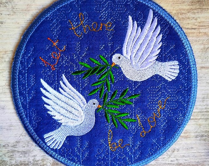 ITH Let there be love doves coaster Machine embroidery design - Instant download file