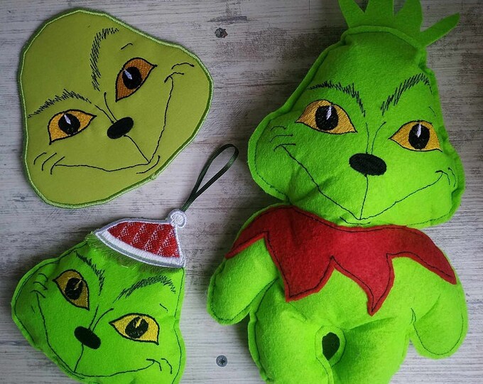 Ith Green Christmas set Machine embroidery design - Tutorial included - Instant download file