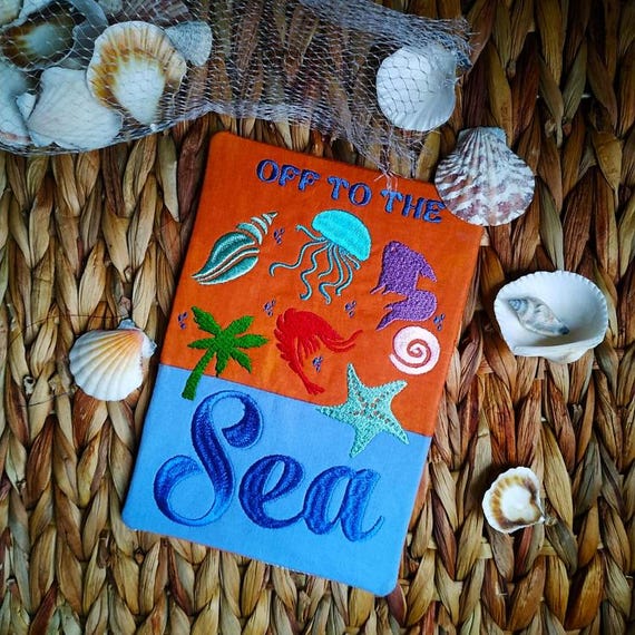 ITH Off to the sea Mugrug Machine embroidery design - Instant download file