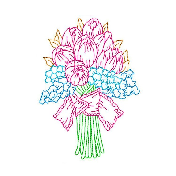 Floral bouquets Machine embroidery designs set - Instant download file