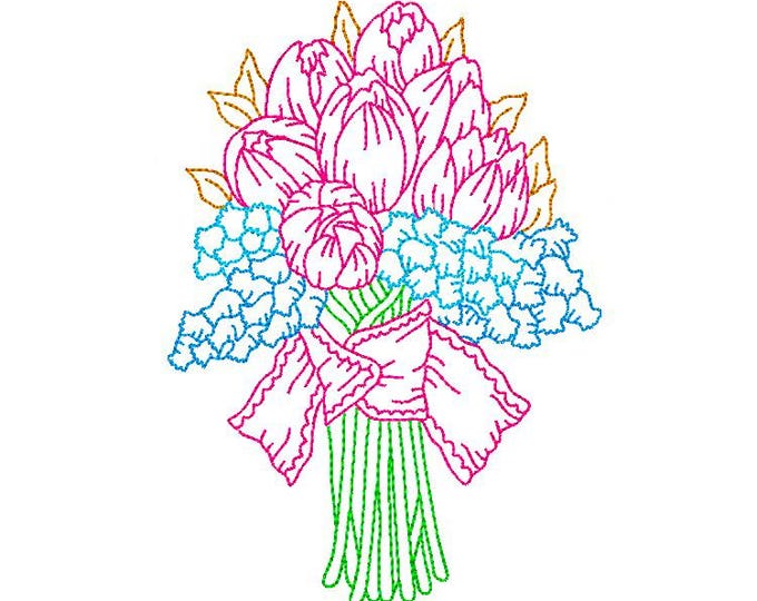 Floral bouquets Machine embroidery designs set - Instant download file