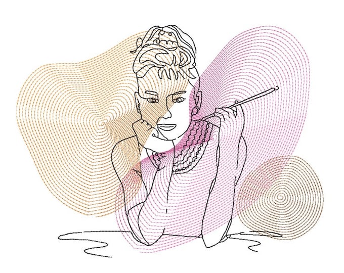 Large Audrey Machine embroidery design - Instant download file