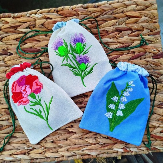 ITH Floral applique drawstring bags 2 - machine embroidery design - Instant download files