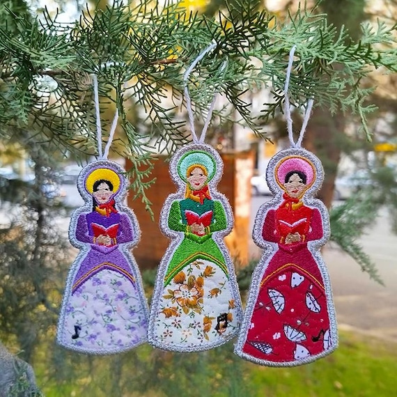 ITH Caroler ladies - ALL in one hooping - machine embroidery designs - Instant download file