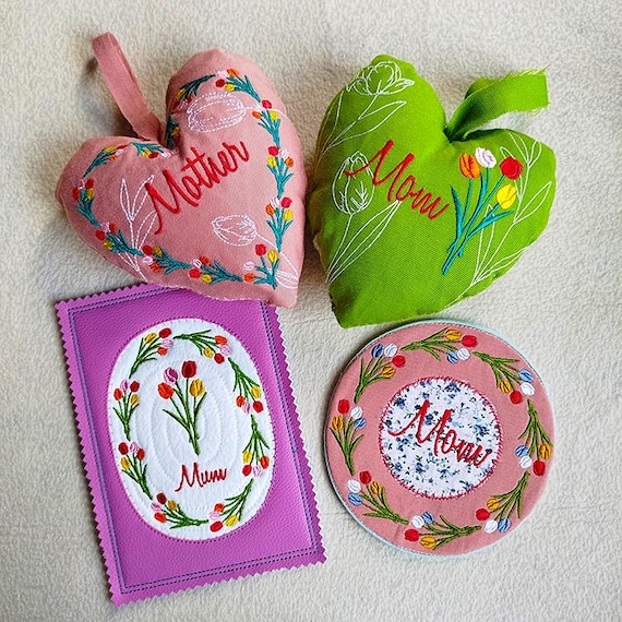 ITH Mothers day tulips bundle Machine embroidery designs - Instant download file