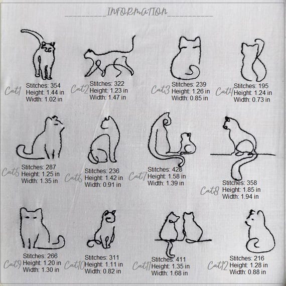 Lineart cats Machine embroidery designs - Instant download files