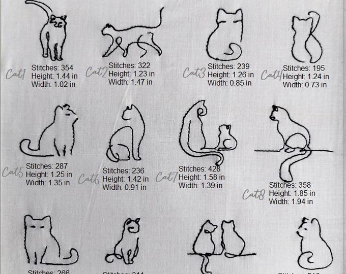 Lineart cats Machine embroidery designs - Instant download files