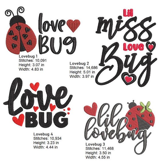 Lovebug designs Machine embroidery designs - Instant download file
