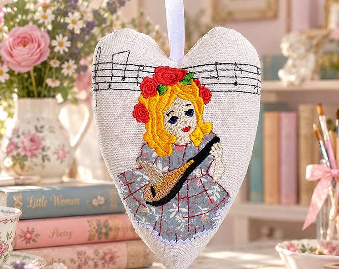 ITH Harmony girl stuffed heart Machine embroidery design - Instant download file