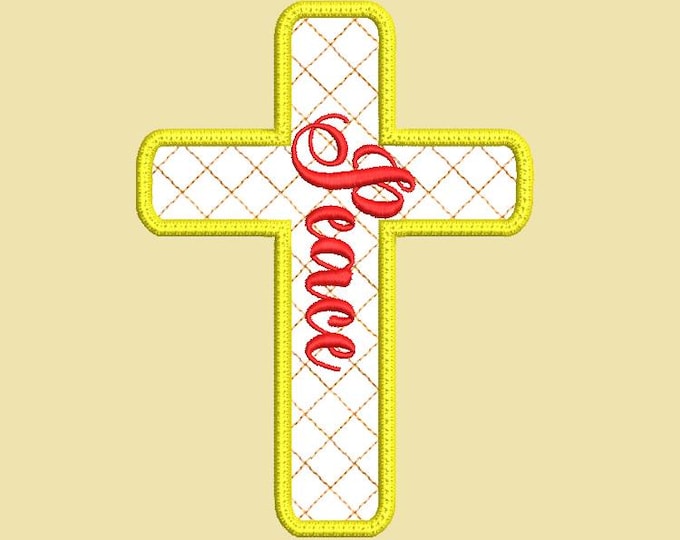 ITH Peace cross bookmark Machine embroidery design - Instant download file