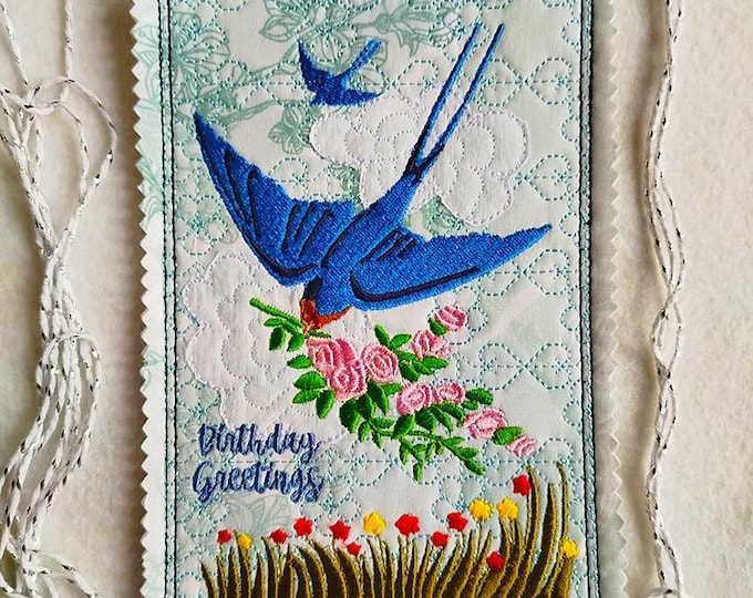 ITH Birthday greetings card 5x7 Machine embroidery design - Instant download file