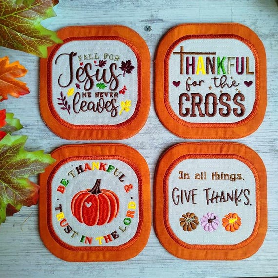 ITH Thanks square mugrugs Machine embroidery designs - Instant download files
