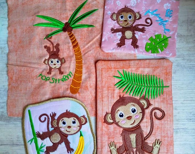 Monkey set Machine embroidery designs - Instant download  file