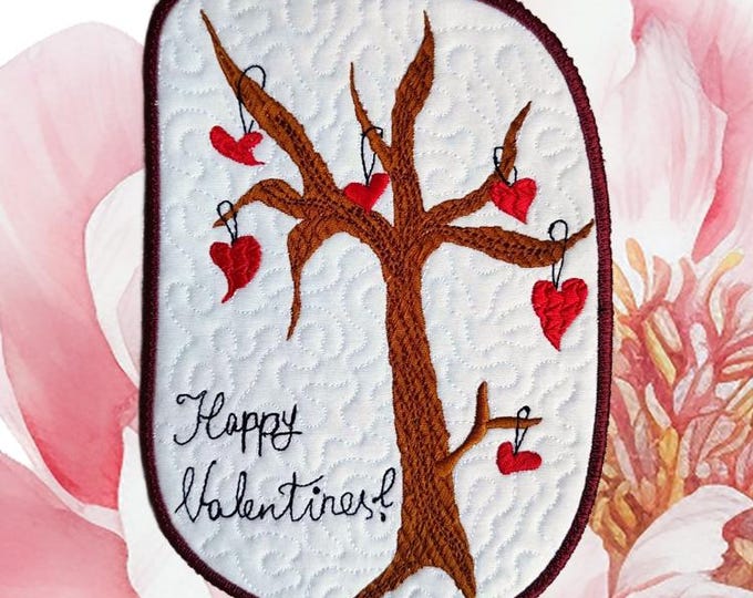 ITH Happy Valentines coaster Machine embroidery design - Instant download file