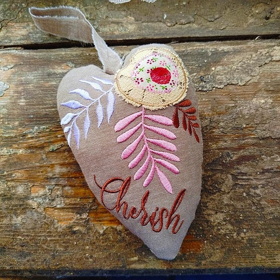 ITH Cherish heart ornament Machine embroidery design - Instant download file
