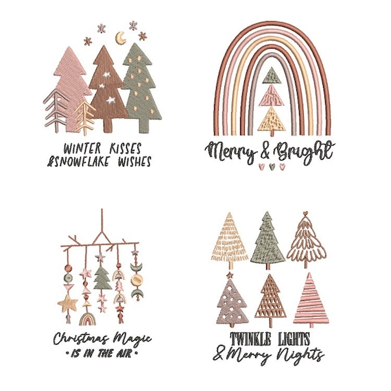Boho Christmas Machine embroidery designs - Instant download files