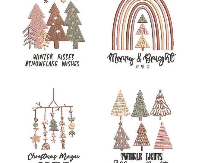 Boho Christmas Machine embroidery designs - Instant download files
