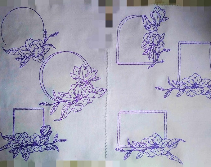 Floral frames Machine embroidery designs set - Instant download files