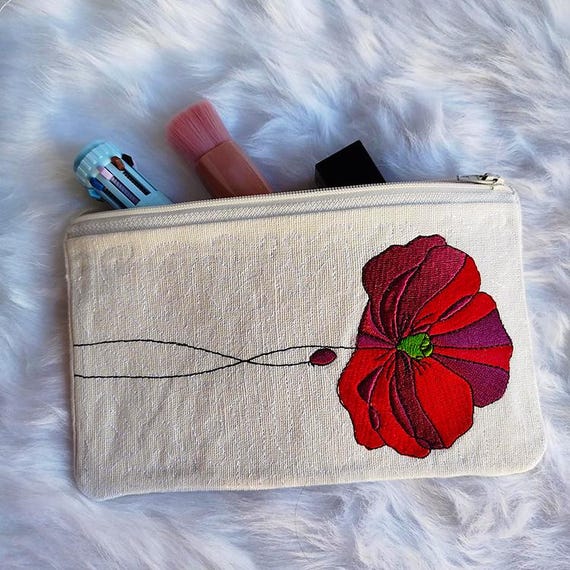 ITH Poppy pencil case Machine embroidery design - Instant download file