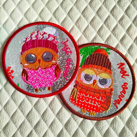 ITH Warm owls coasters Machine embroidery designs - Instant download files